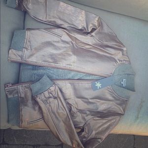 Splendid sz 14 girlrose gold faux leather bomber